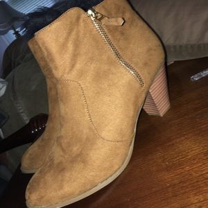 Tan suede heeled booties